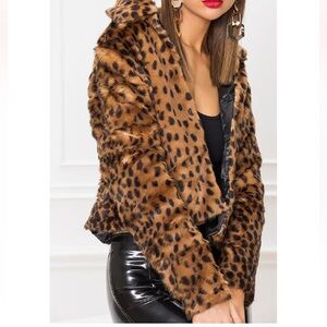 Superdown casey leopard faux fur coat